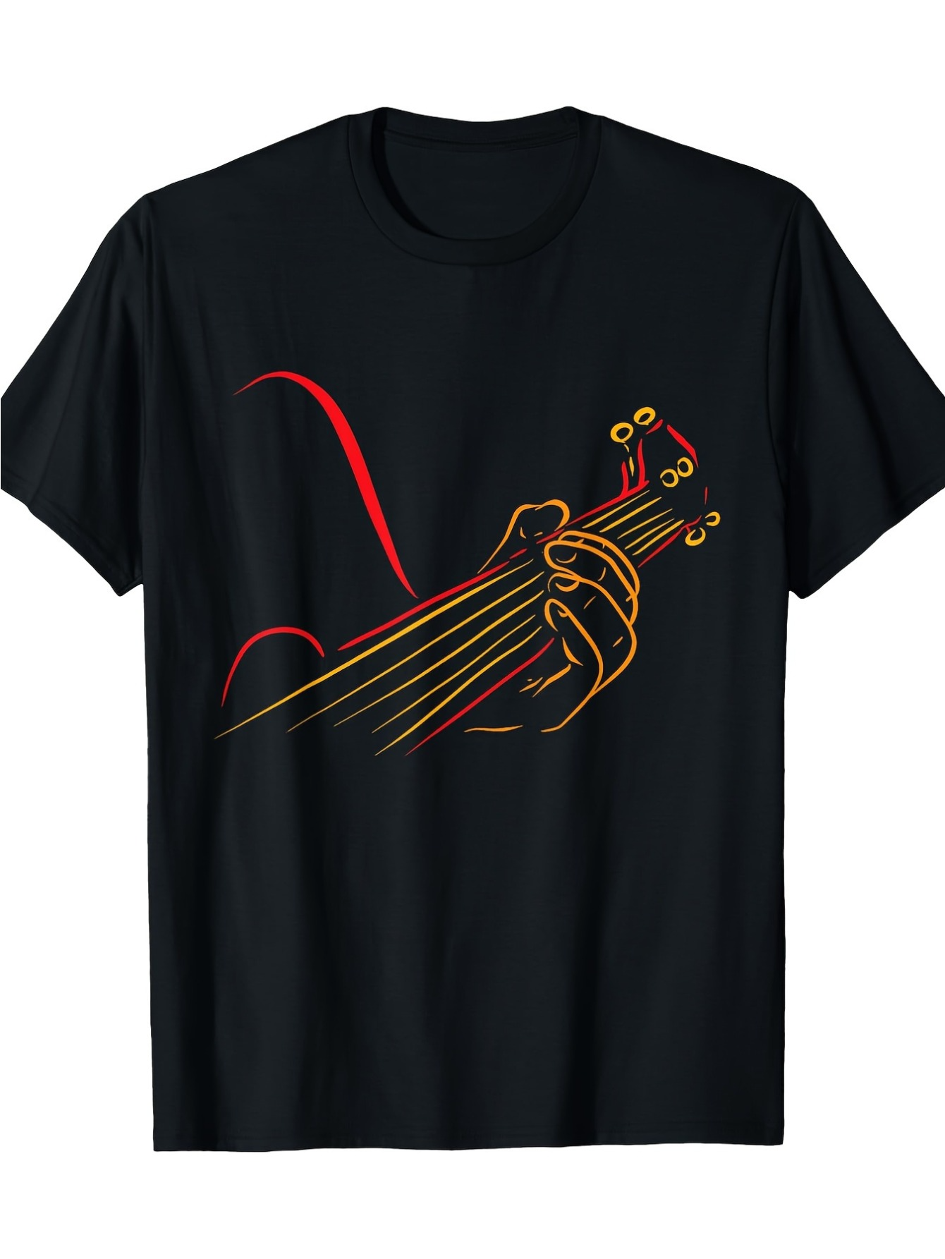 Men's Graphic T-Shirt Vivid Gradient Lines Forming Hand Strumming On Guitar