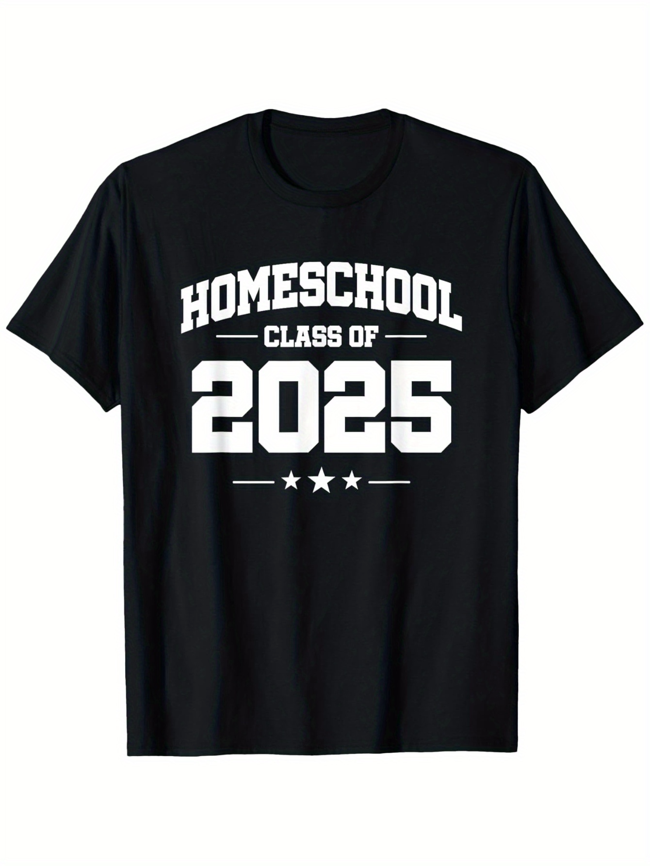 Men's Graphic T-Shirt Bold Homeschool Graduation Year Design With Stars Under Large Number 2025