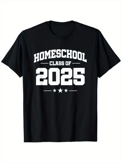 Men's Graphic T-Shirt Bold Homeschool Graduation Year Design With Stars Under Large Number 2025