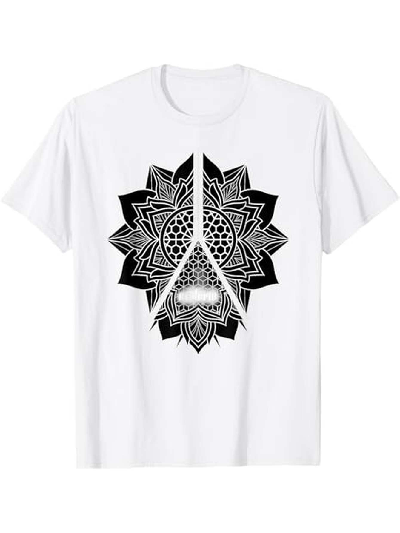Men's Graphic T-Shirt Geometric Mandala Elements With Peace Symbol Surrounded By Lines And Dots