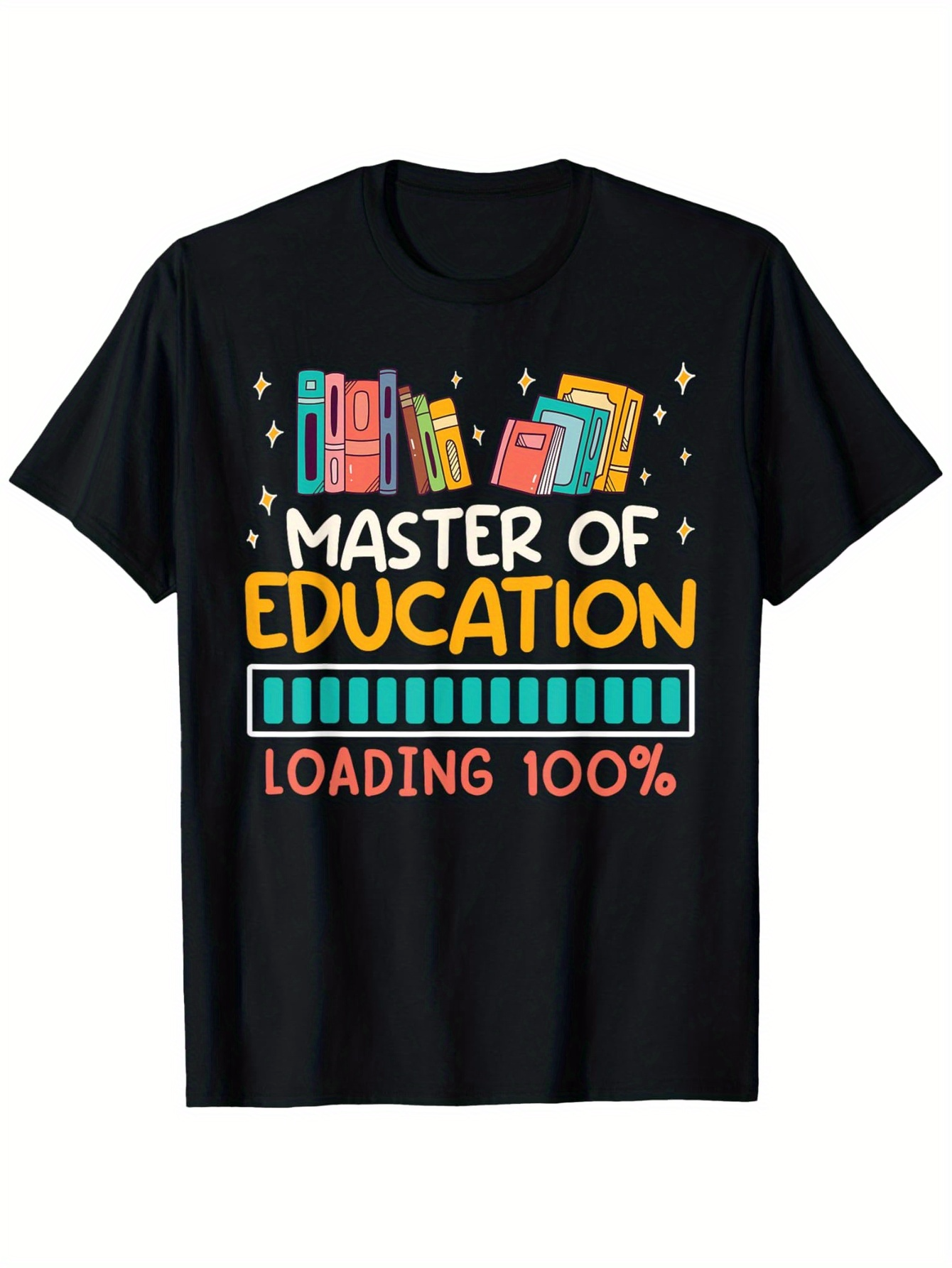Men's Graphic T-Shirt Master Of Education Colorful Books Loading Bar T Shirt