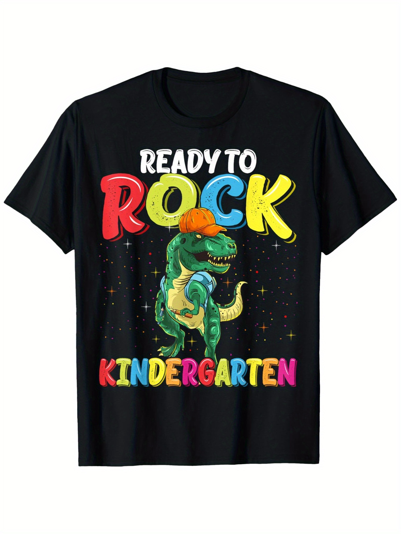 Men's Graphic T-Shirt Ready To Rock Colorful Dinosaur With Splash Effects Kindergarten