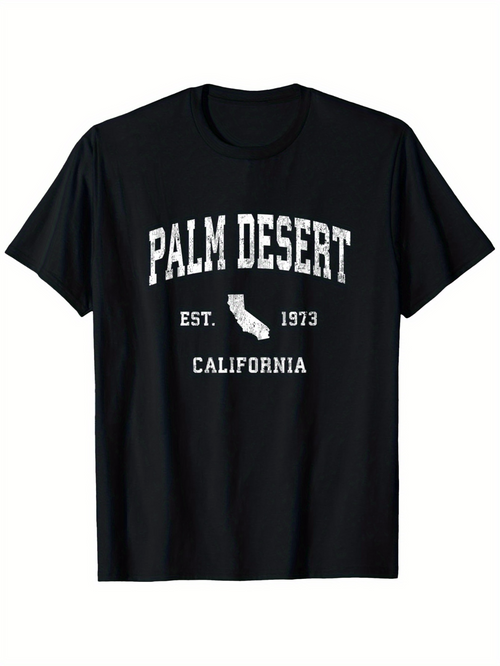 Men's Graphic T-Shirt Palm Desert Est 1973 Letters Over California Map T Shirt