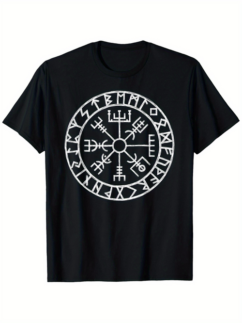 Men's Graphic T-Shirt Mystical Nordic Runes In A Circular Ancient Design Symbol
