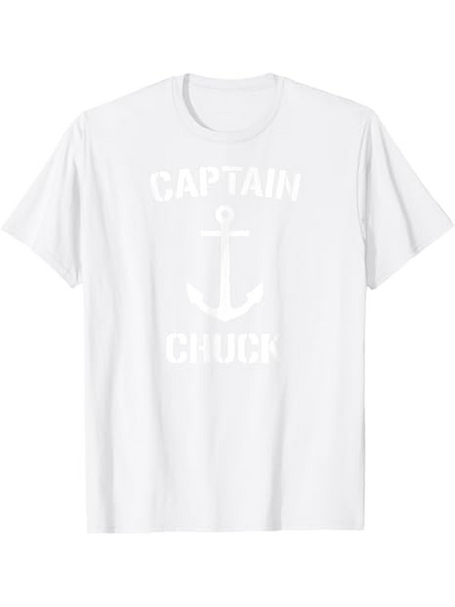 Men's Graphic T-Shirt Captain Chuck Classic Nautical Anchor Design T Shirt