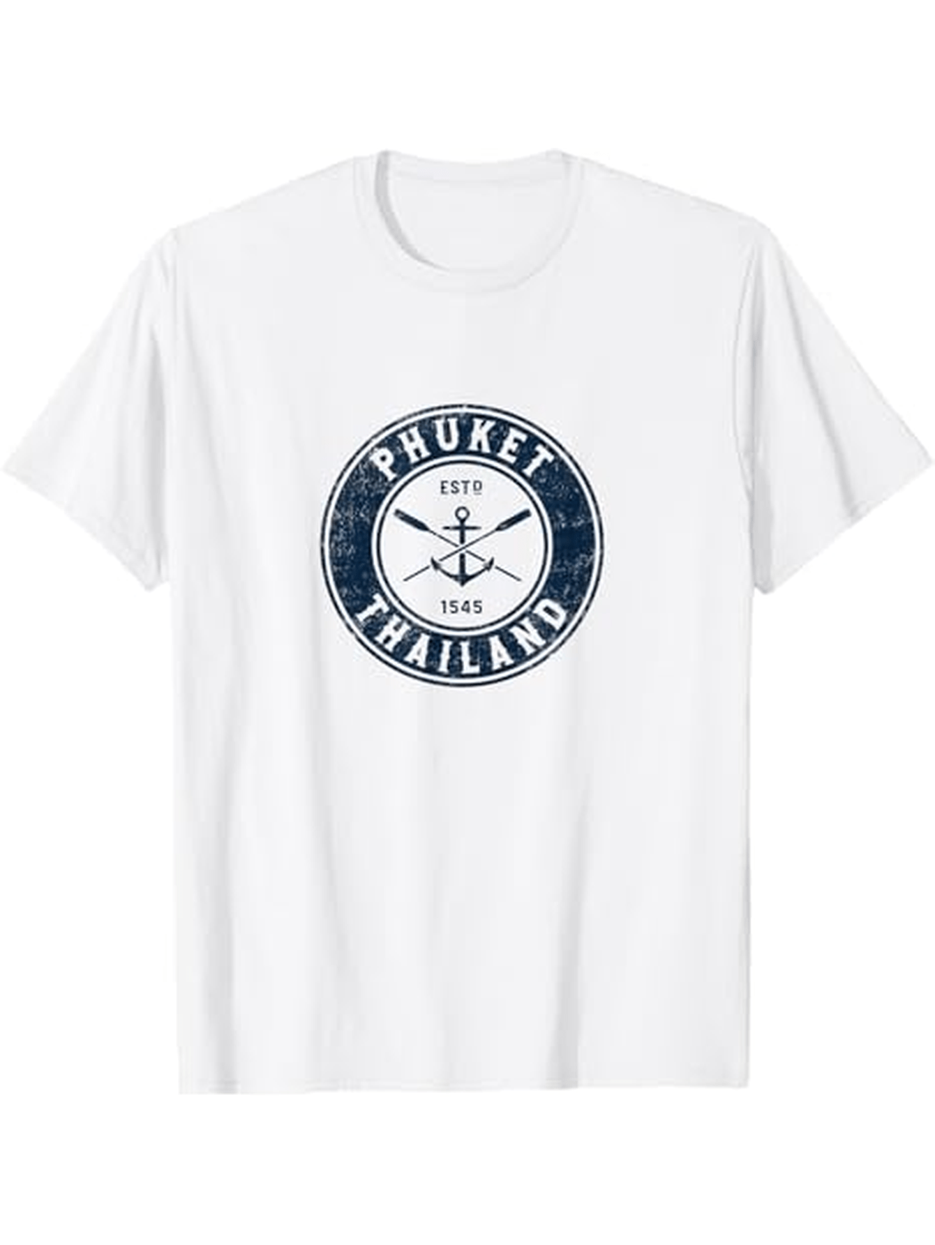 Men's Graphic T-Shirt Phuket Thailand Distressed Stamp With Nautical Elements Featuring Oars