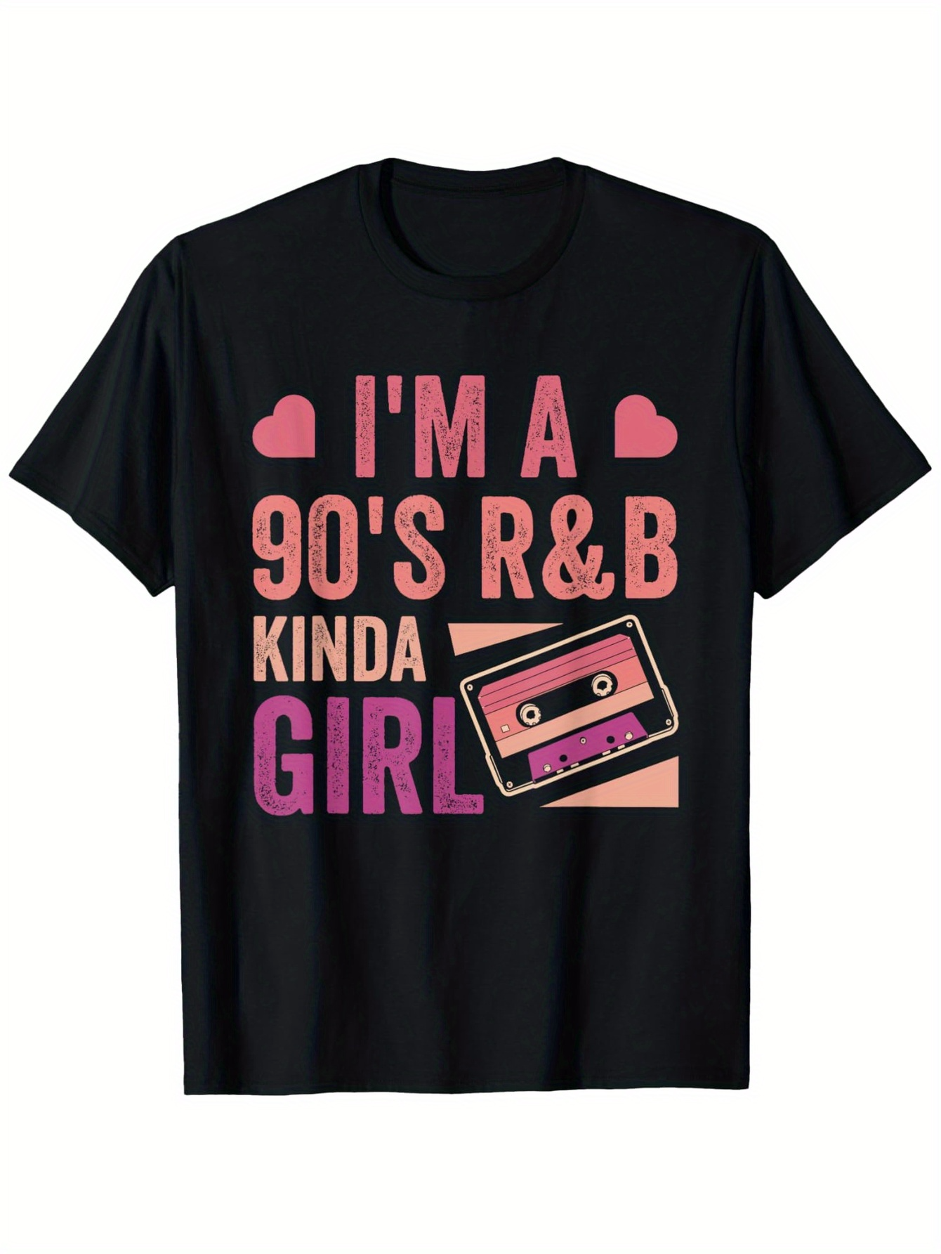 Men's Graphic T-Shirt Im A Nineties Music Girl With Pink Cassette Tape And Bold Icons