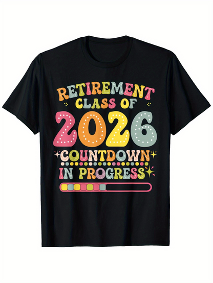 Men's Graphic T-Shirt Retirement Class Of 2026 Countdown Progress Bar With Colorful Dots And Stars