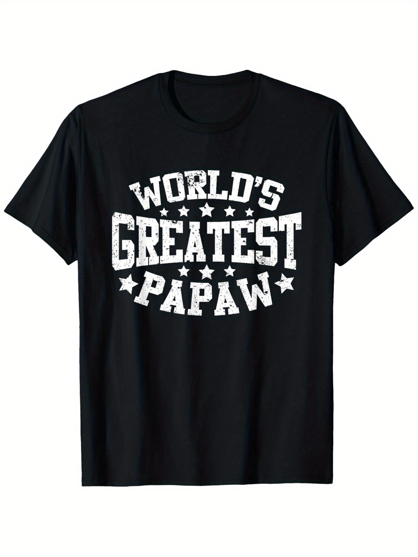 Men's Graphic T-Shirt Worlds Greatest Papaw With Bold White Lettering Surrounded By Stars Statement