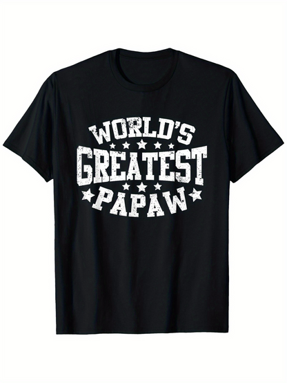 Men's Graphic T-Shirt Worlds Greatest Papaw With Bold White Lettering Surrounded By Stars Statement
