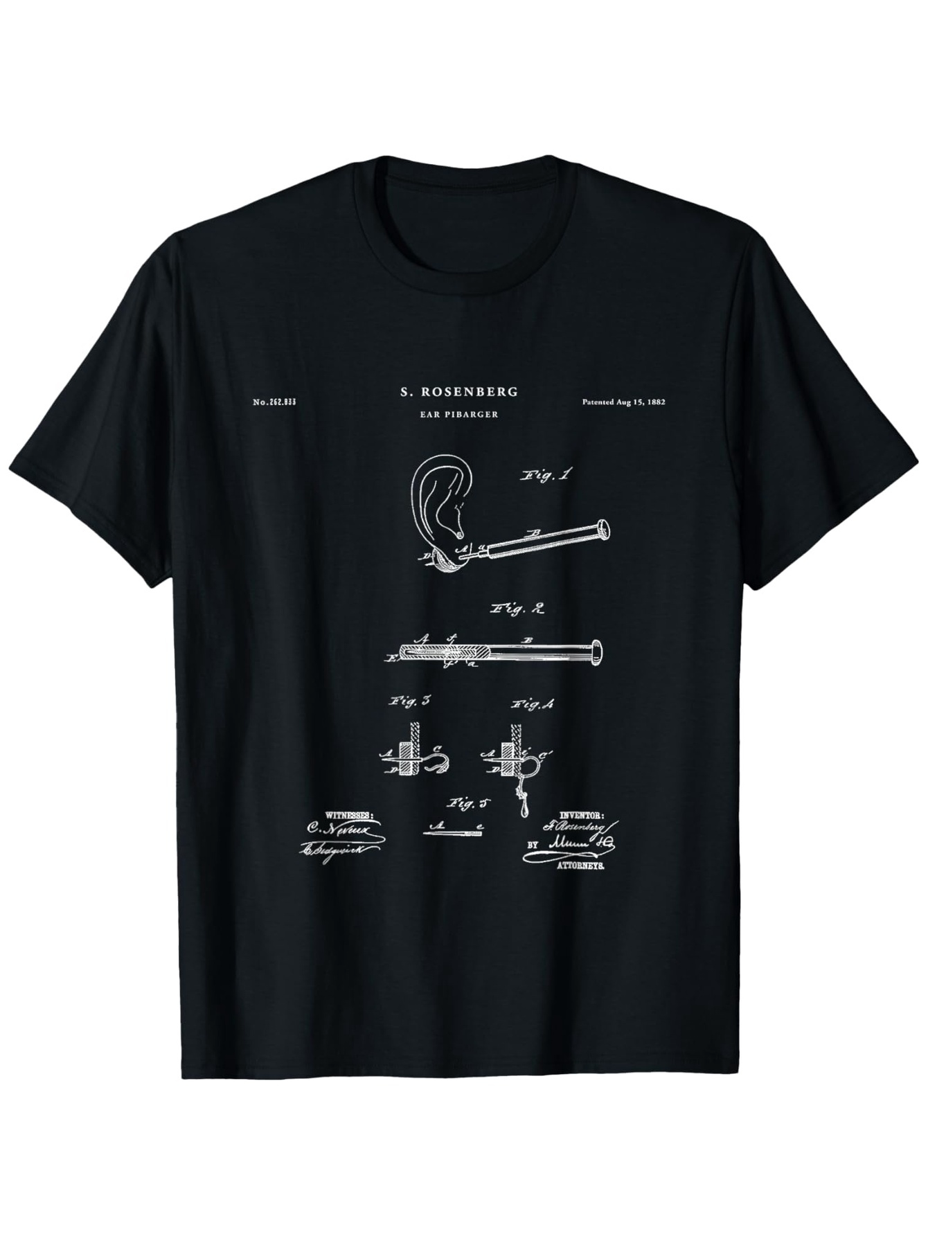 Men's Graphic T-Shirt Ear Diagram Patent Illustration With Technical Details And Handwritten Drawings