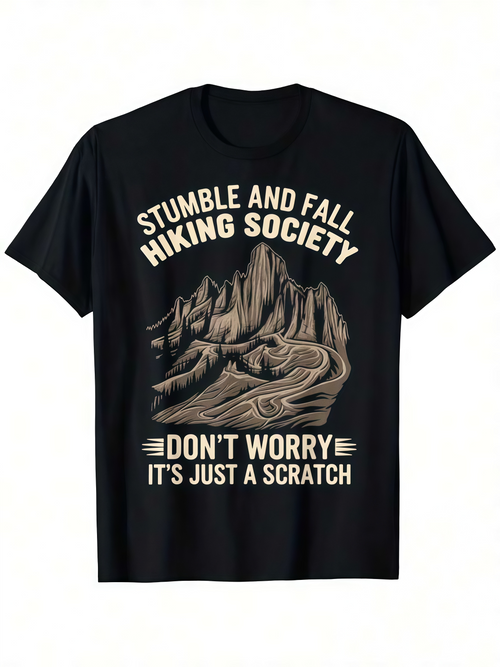 Men's Graphic T-Shirt Stumble And Fall Hiking Society Mountain Path With Rugged Terrain And Wild Forest