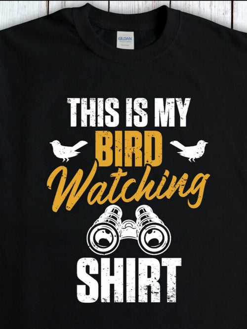 Men's Graphic T-Shirt This Is My Bird Watching Shirt Binoculars Among Fun Birds
