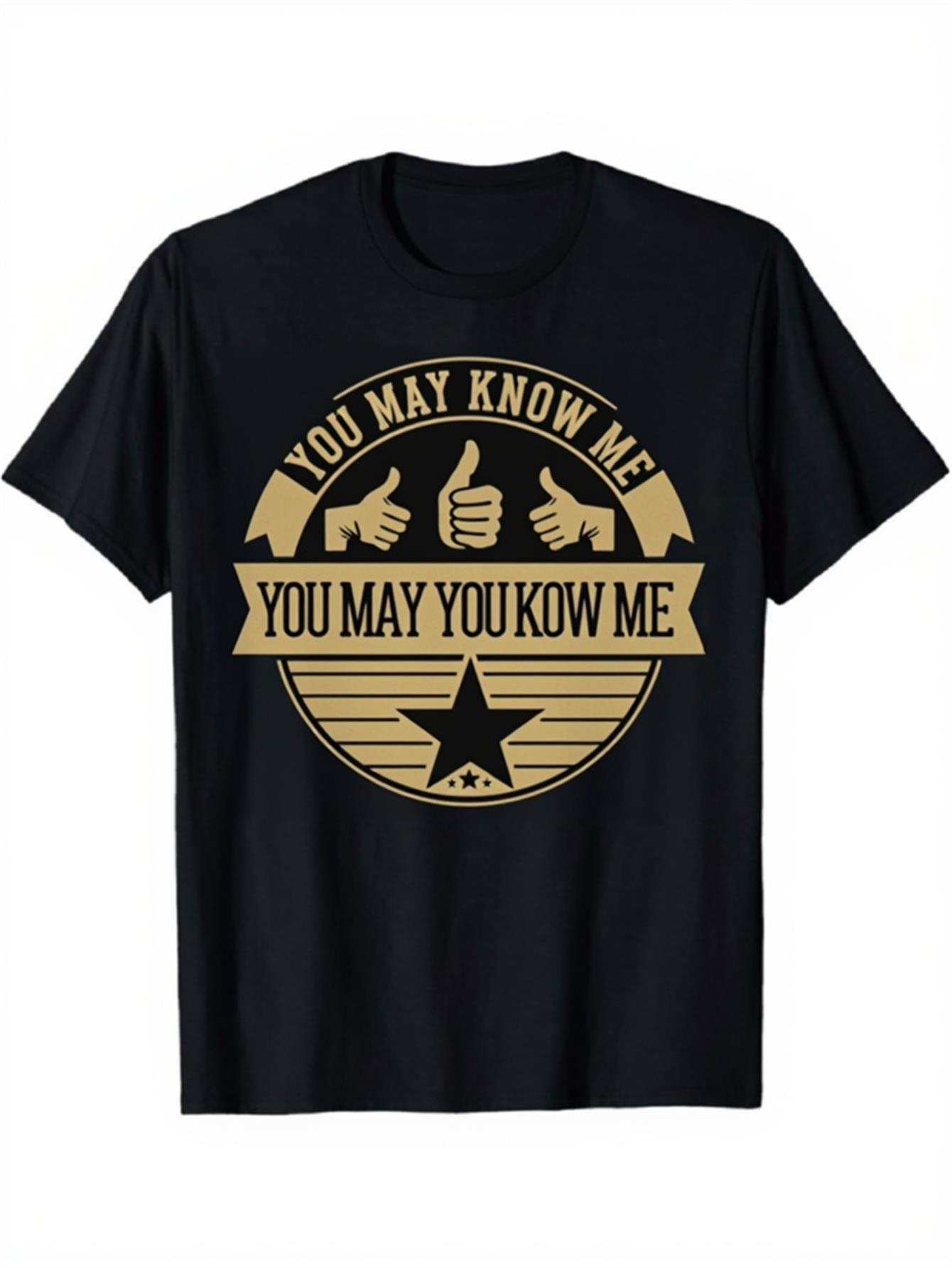 Men's Graphic T-Shirt You May Know Me Retro Gold Star With Thumbs Up Badge