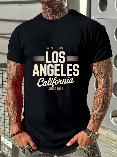 Men's Graphic T-Shirt West Coast Los Angeles California Text With Classic Urban Retro Design Lettering Typography