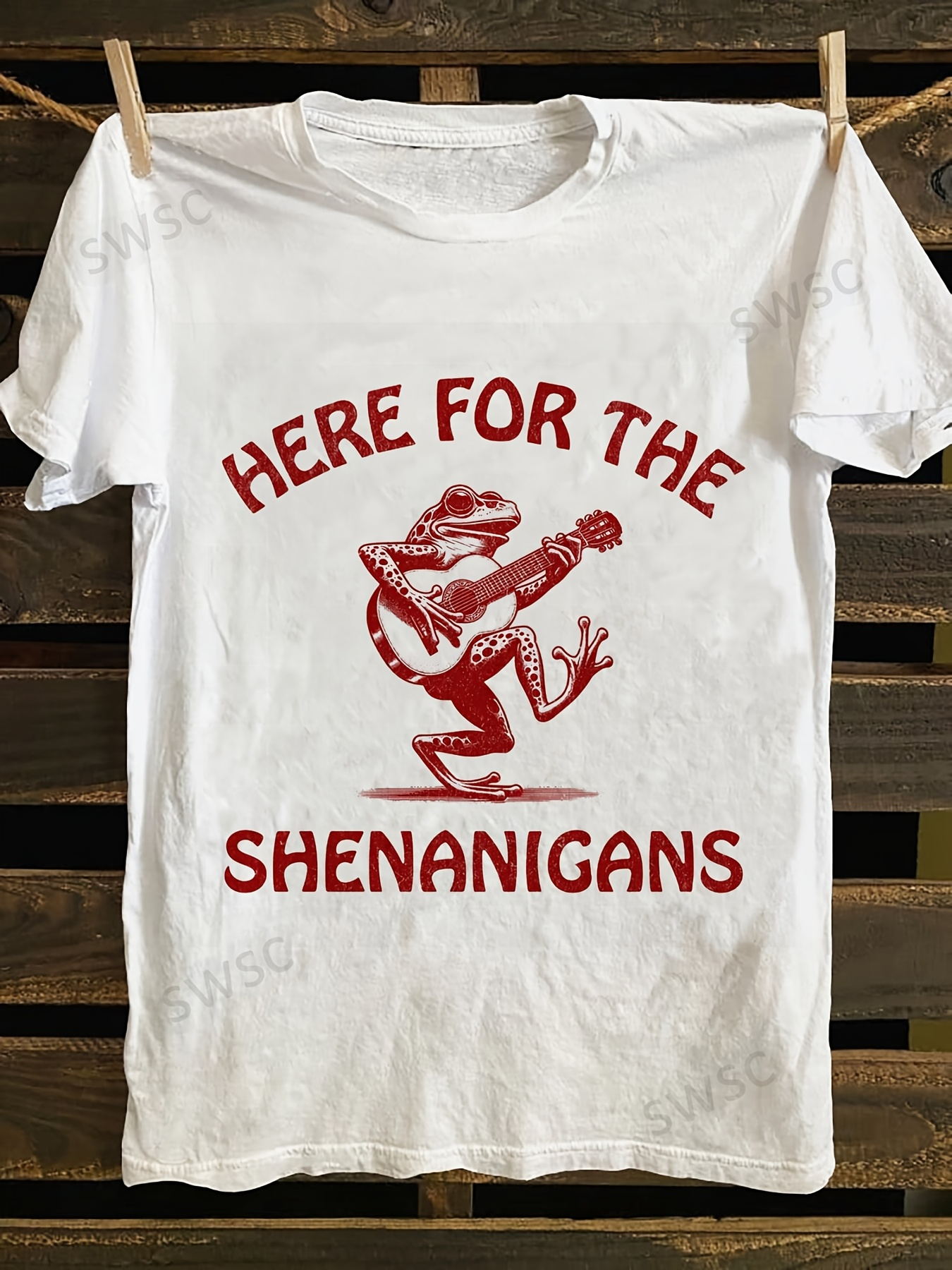 Men's Graphic T-Shirt Here For The Shenanigans Dancing Playful Frog With Lively Whimsical Pose