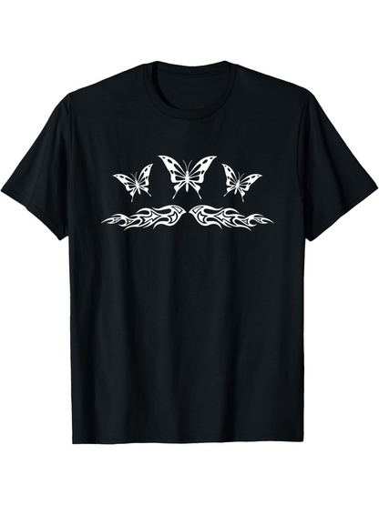 Men's Graphic T-Shirt Tribal Inspired Flames And Elegant Butterflies With Spread Wings Butterfly