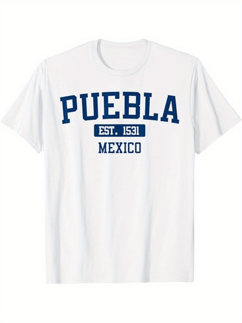 Men's Graphic T-Shirt Puebla Est 1531 Mexico Classic College Lettering T Shirt