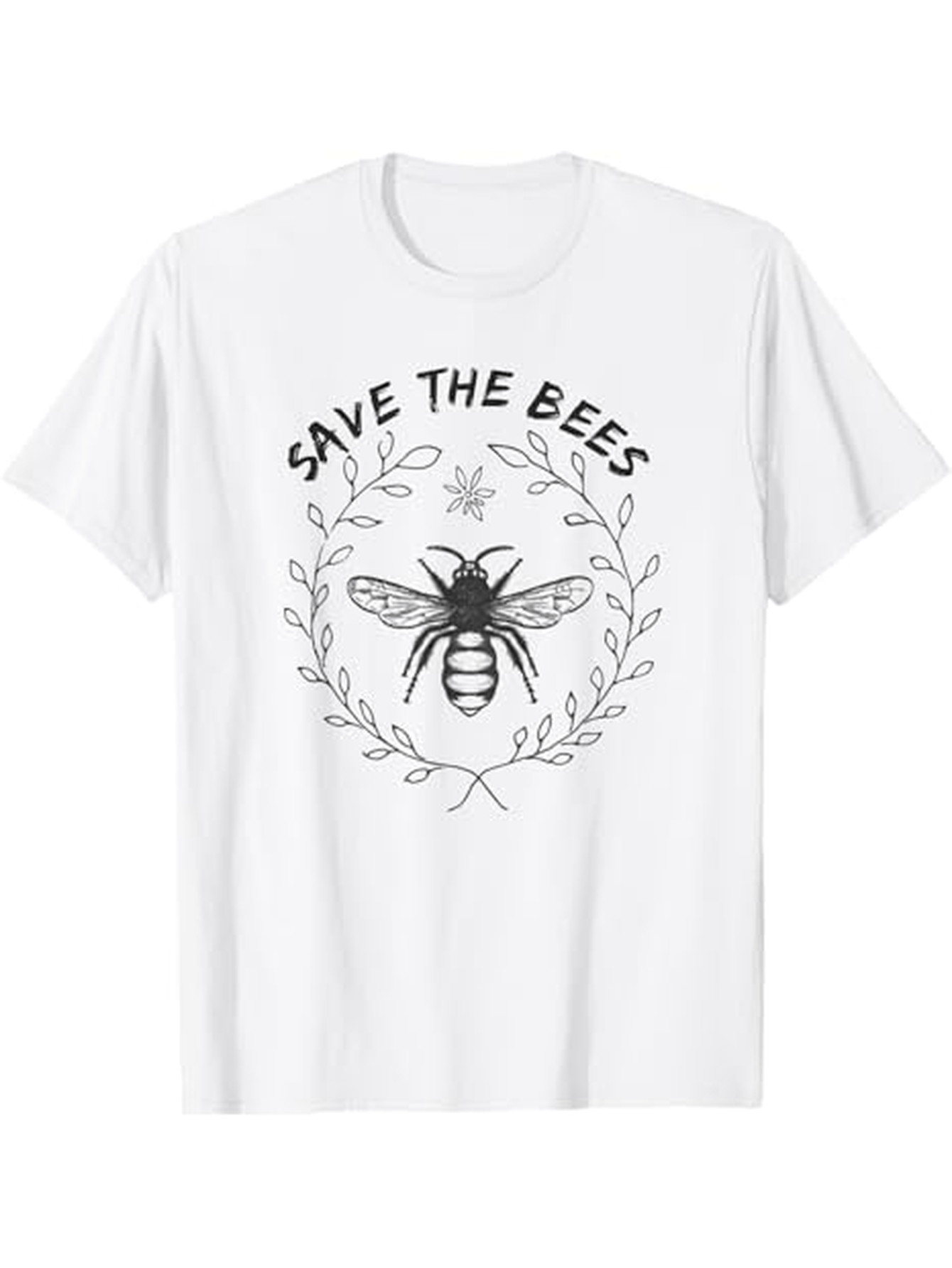 Men's Graphic T-Shirt Save The Bees Delicate Laurel Wreath Encircling A Detailed Bee