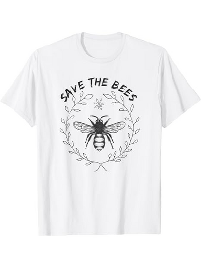 Men's Graphic T-Shirt Save The Bees Delicate Laurel Wreath Encircling A Detailed Bee