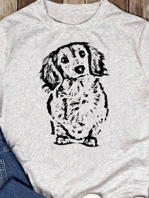 Men's Graphic T-Shirt Hand Drawn Sketchy Lines With Playful Expressions Fluffy Dachshund Dog