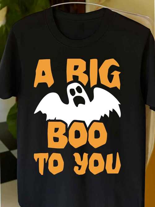 Men's Graphic T-Shirt A Big Boo To You Playful Ghost With Outstretched Wings Halloween Spirit