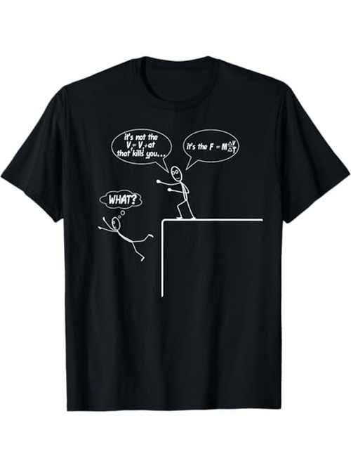 Men's Graphic T-Shirt Stick Figure Cliff Cartoon With Speech Bubbles Falling Person