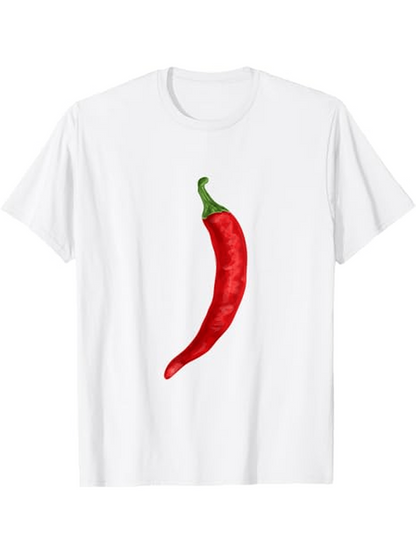 Men's Graphic T-Shirt Vivid Red Bright Shine Among Crisp White Chili Pepper