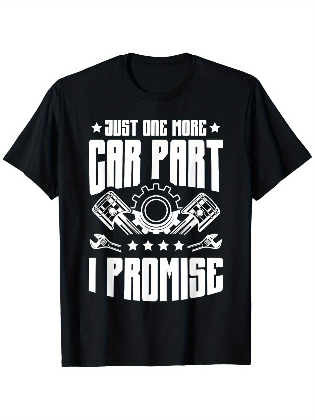Men's Graphic T-Shirt Just One More I Promise Car Part With Pistons And Tools In Gear Emblem