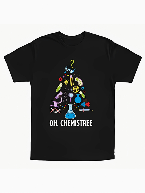 Men's Graphic T-Shirt Oh Chemistree Colorful Science Instruments Forming Christmas Tree