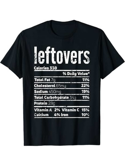 Men's Graphic T-Shirt Nutritional Chart With Playful Leftovers Joke And Bold Typography Leftovers