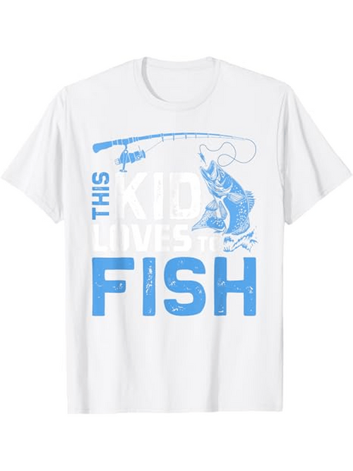 Men's Graphic T-Shirt This Kid Lives To Fish Under Bright Blue Fishing Rod And Water Splash Fish