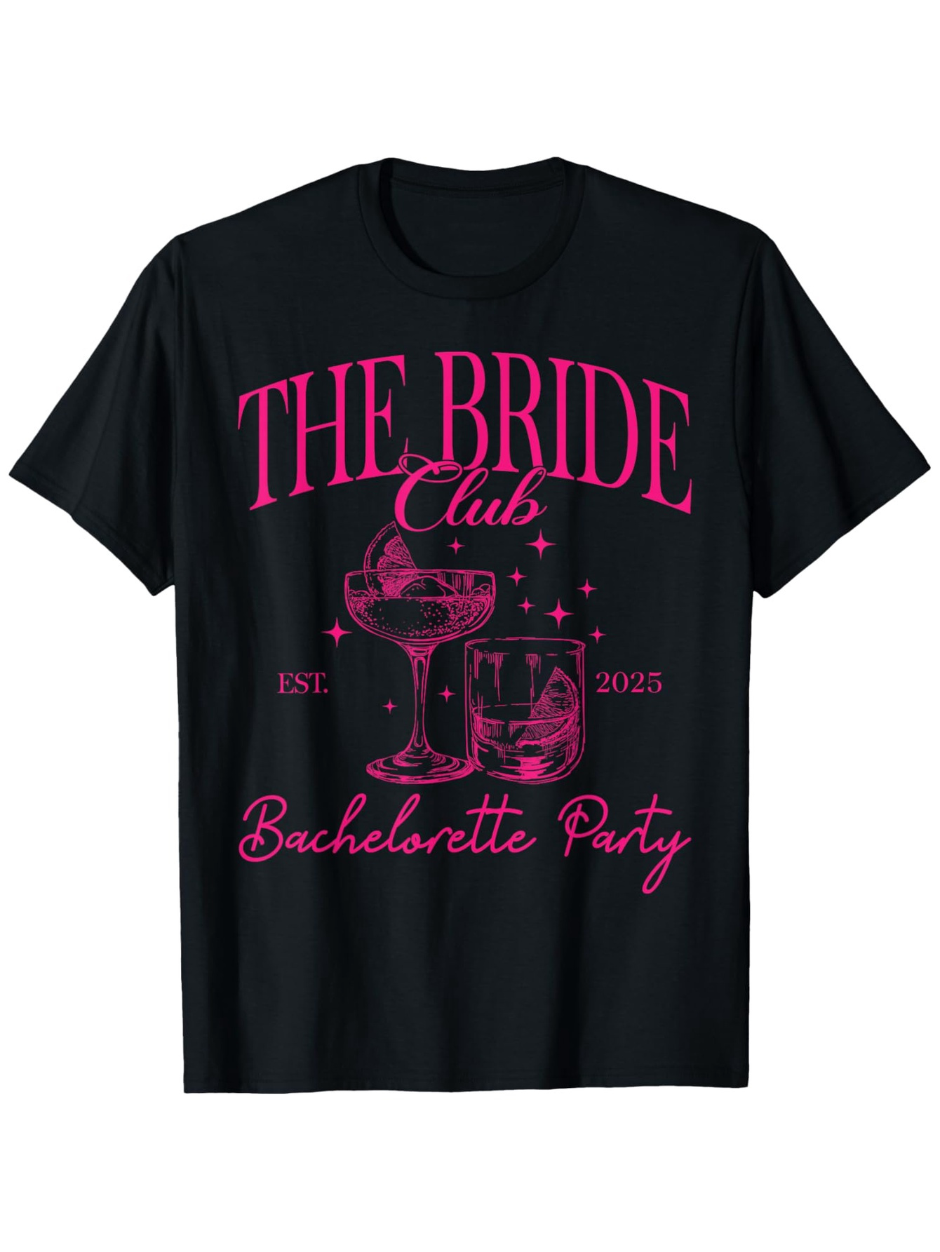 Men's Graphic T-Shirt The Bride Club With Sparkling Glasses And Glitter Confetti Over A Party Table