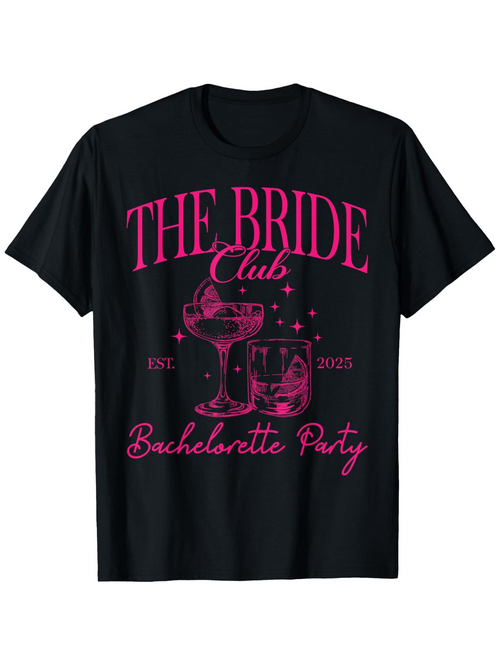 Men's Graphic T-Shirt The Bride Club With Sparkling Glasses And Glitter Confetti Over A Party Table