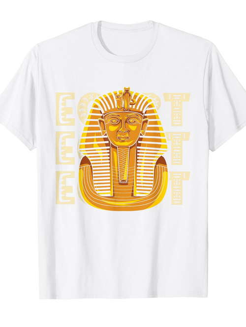 Men's Graphic T-Shirt Golden Ancient Mask With Sunlit Detail Among Faded Egypt Lettering Mask