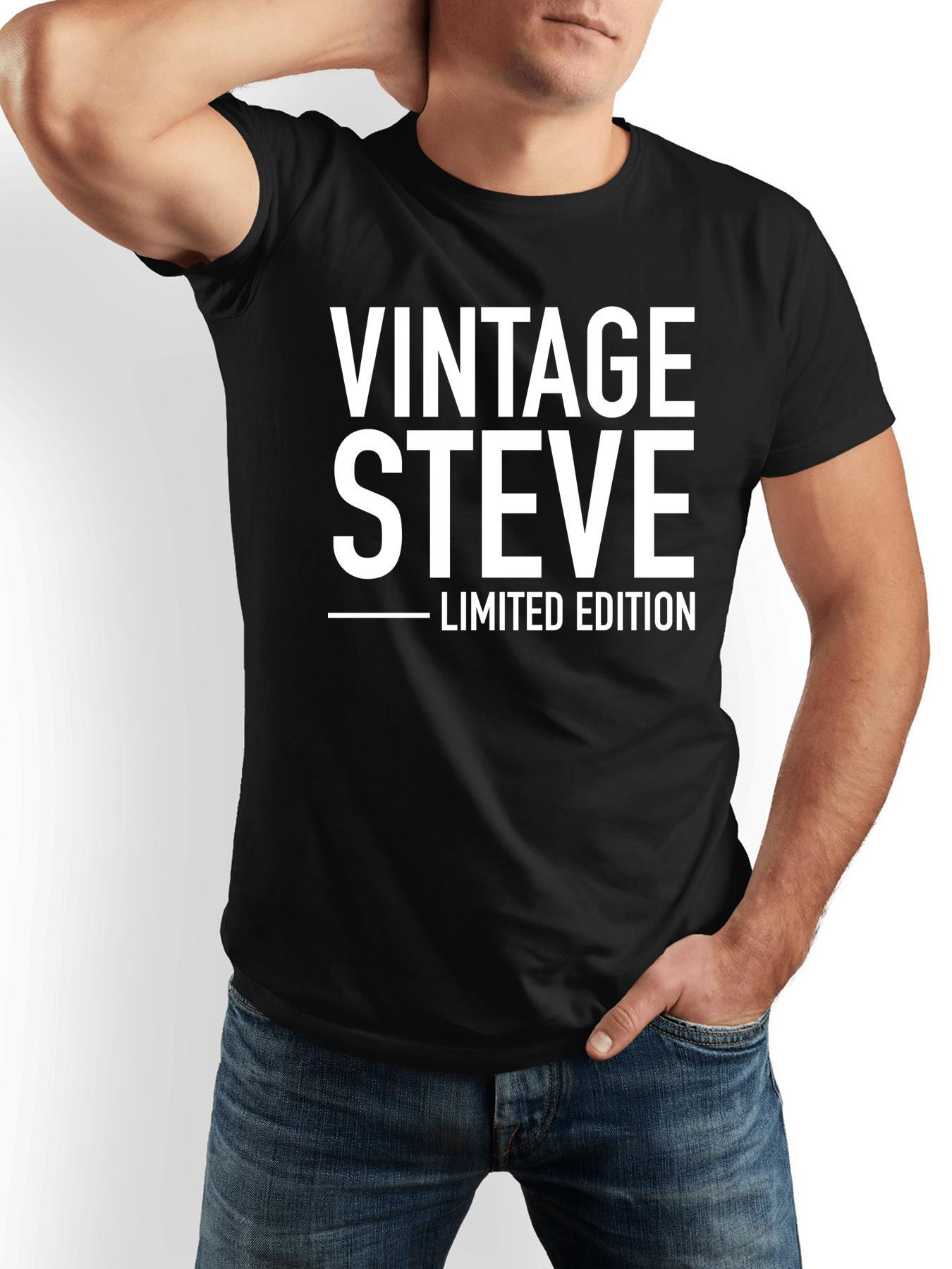 Men's Graphic T-Shirt Vintage Steve Limited Edition Bold White Typographic Design T Shirt