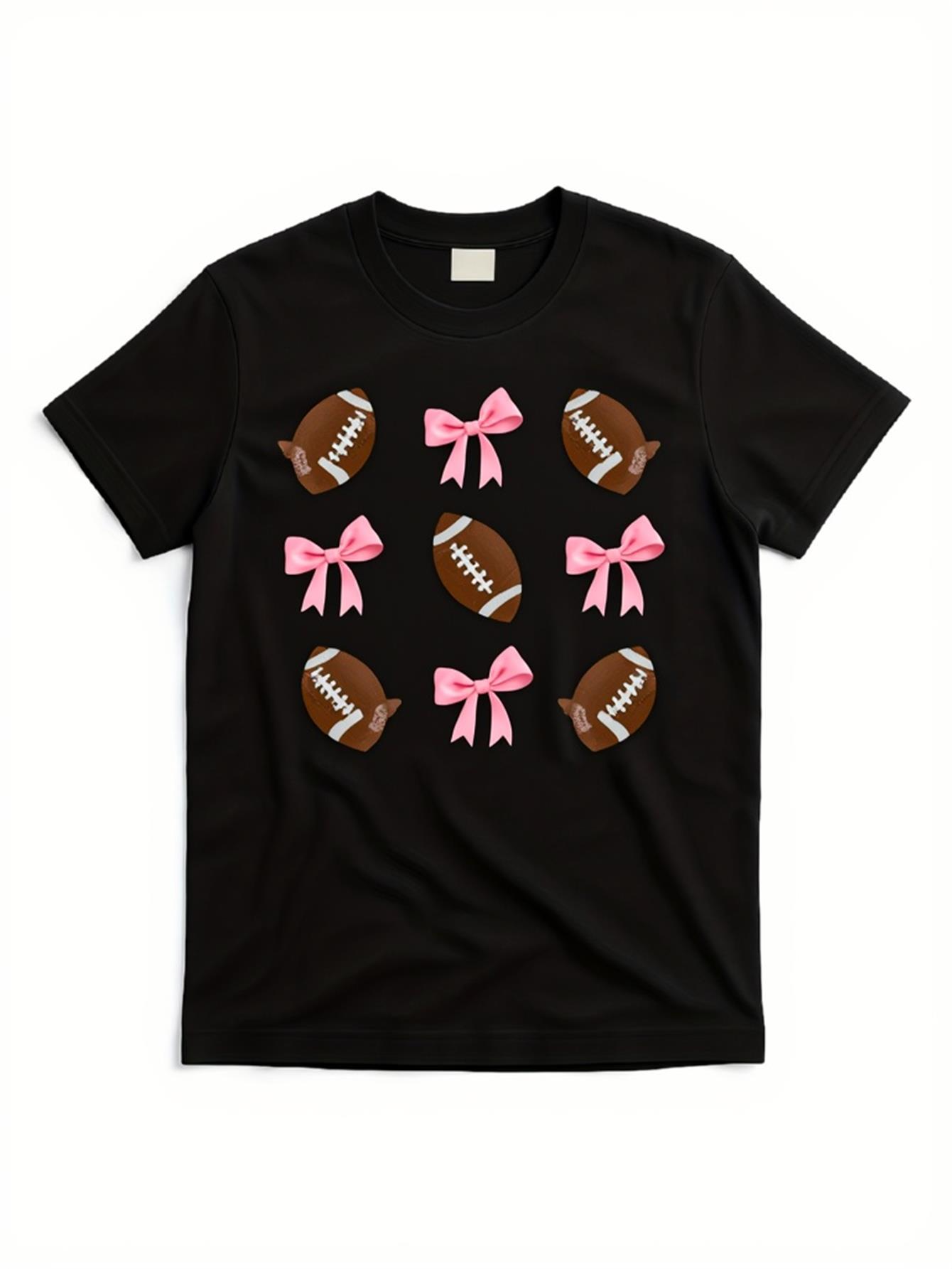 Men's Graphic T-Shirt Pink Ribbon Accents Surrounding Multiple Brown American Football