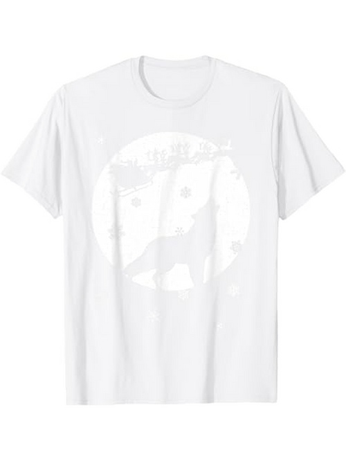 Men's Graphic T-Shirt Full Moon Forest Silhouette With Lone Wolf Howling At Night