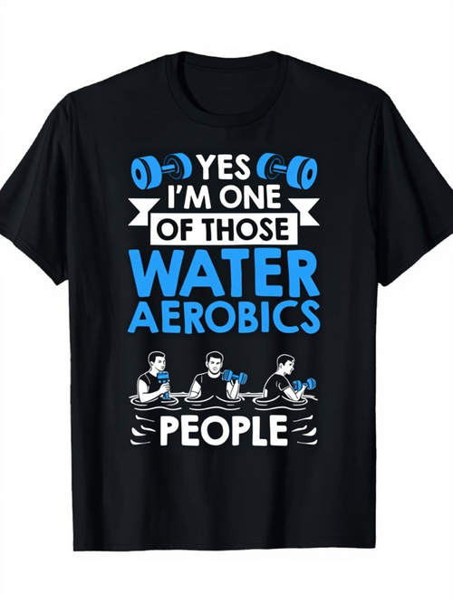 Men's Graphic T-Shirt Yes Im One Of Those Water Aerobics People Exercising Among Splashing Waves Group