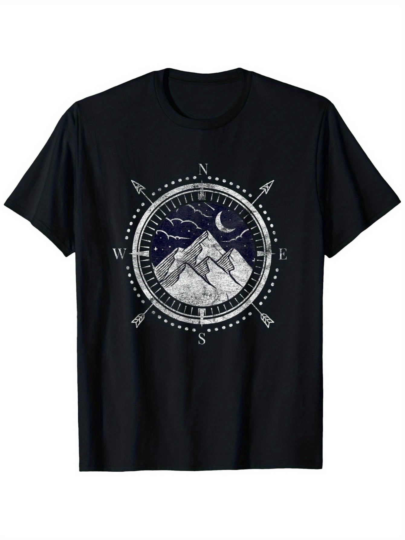 Men's Graphic T-Shirt Starry Night Sky Over Snowcapped Mountain Peaks Moonlit Landscape