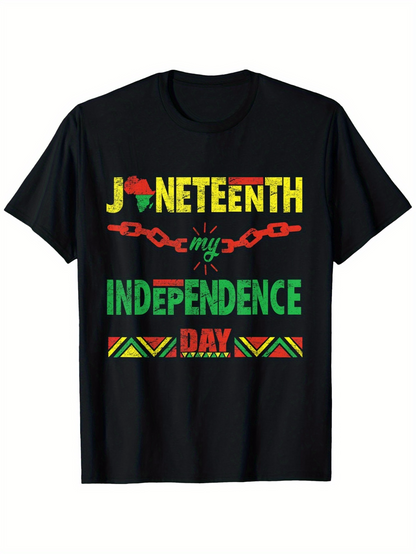 Men's Graphic T-Shirt Juneteenth My Independence Day With Bold African Pattern Letters