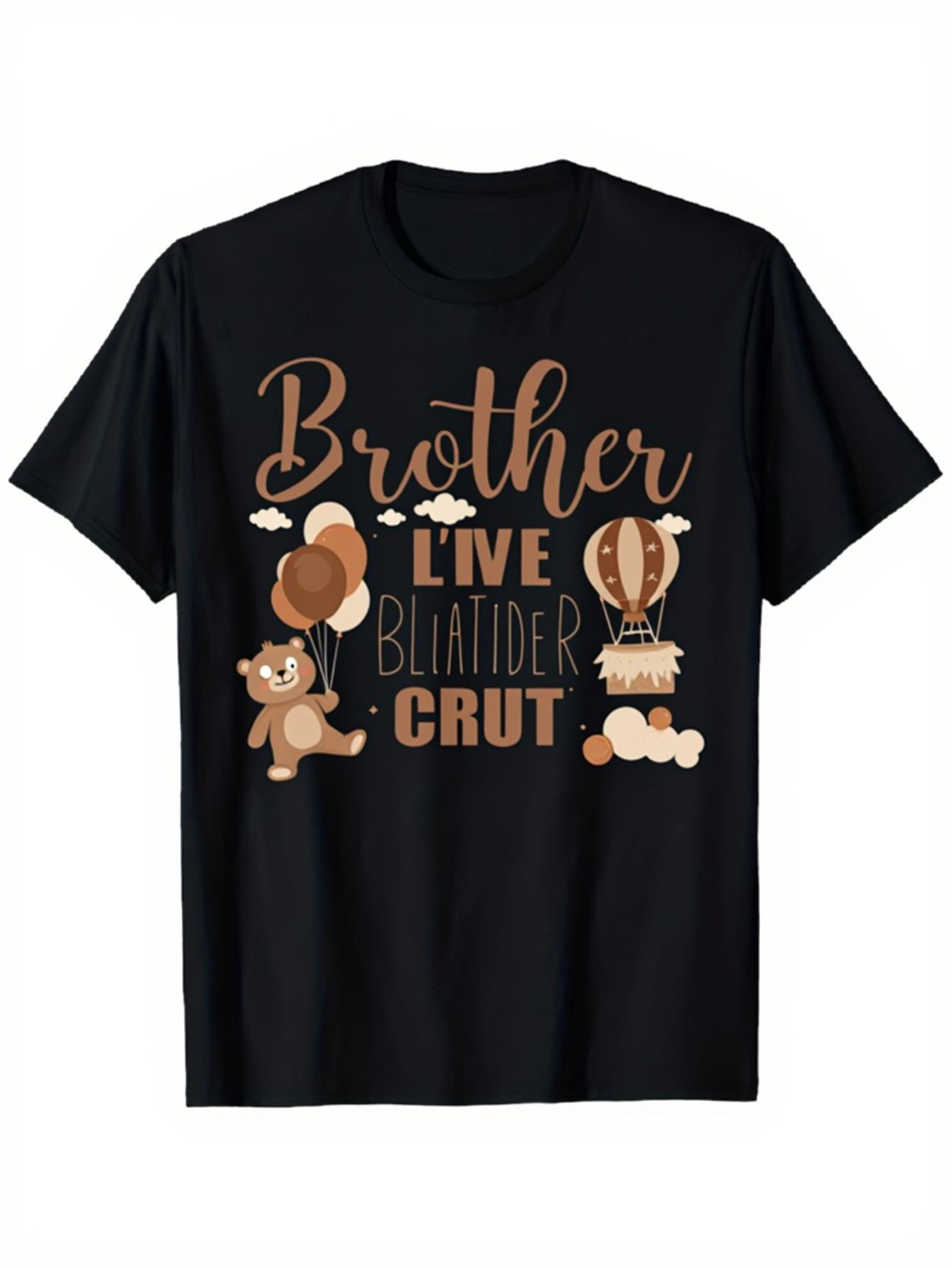 Men's Graphic T-Shirt Brother Live With Balloons Bear Hot Air Balloon