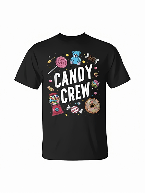 Men's Graphic T-Shirt Candy Crew With Colorful Sweets Donut Teddy Bear And Lollipop