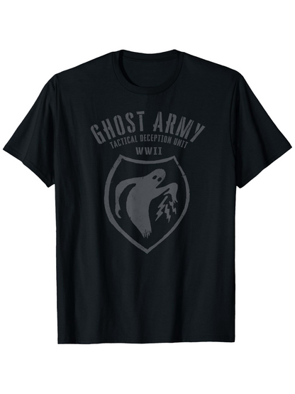 Men's Graphic T-Shirt Ghost Army Stylized Emblem With WWII Phantom Shield And Lightning Ghost