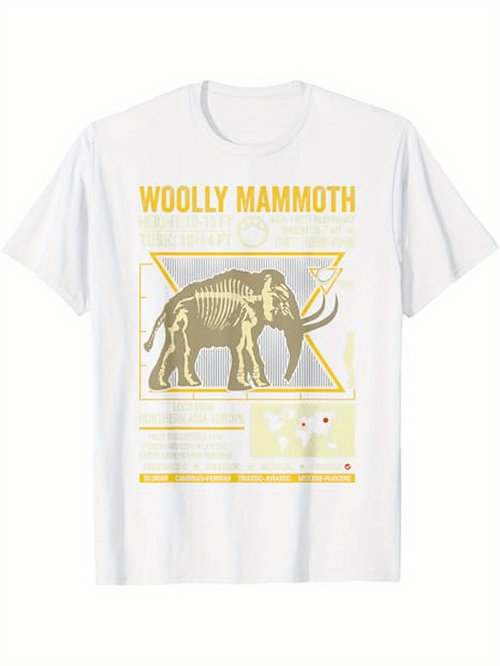 Men's Graphic T-Shirt Woolly Mammoth Golden Highlighted Extinct Ice Age Ancient Mammal