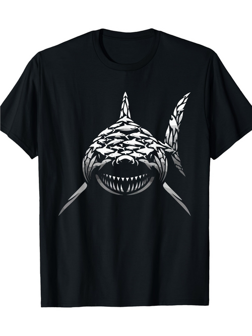 Men's Graphic T-Shirt Deep Ocean Shadows With Fierce Predator Lurking Among Dark Waters Shark