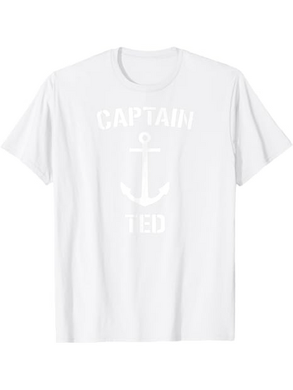 Men's Graphic T-Shirt Captain Ted Nautical Symbol Anchor Surrounded By Simple Modern Lettering