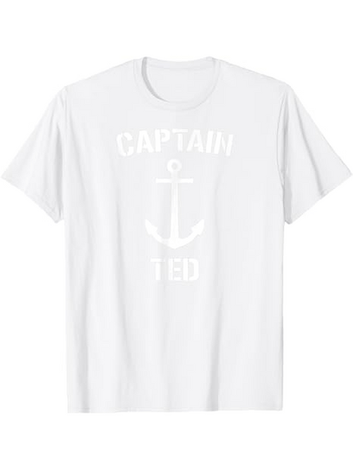 Men's Graphic T-Shirt Captain Ted Nautical Symbol Anchor Surrounded By Simple Modern Lettering