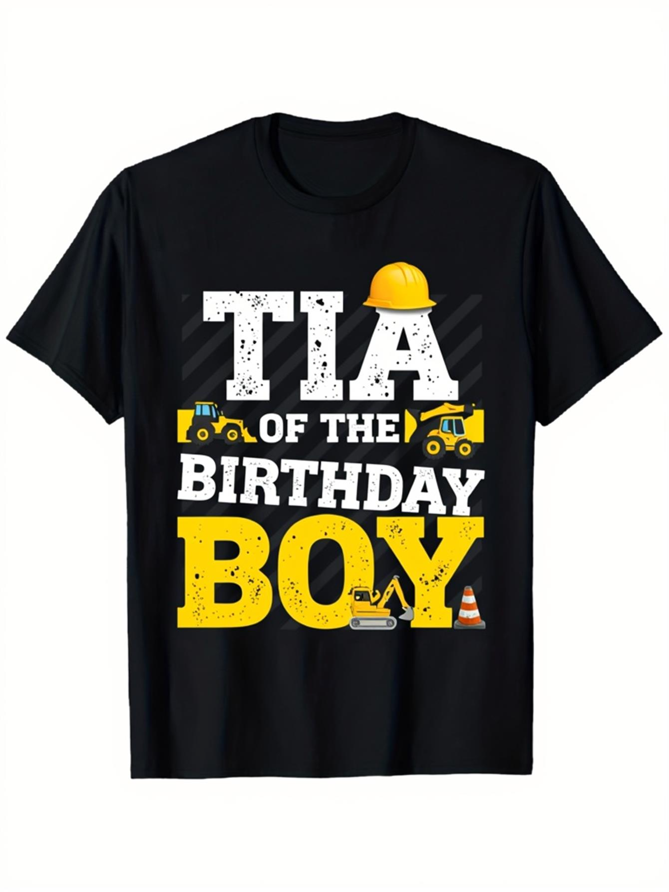 Men's Graphic T-Shirt Tia Of The Birthday Boy Construction Cranes With Safety Helmet Graphic Shirt