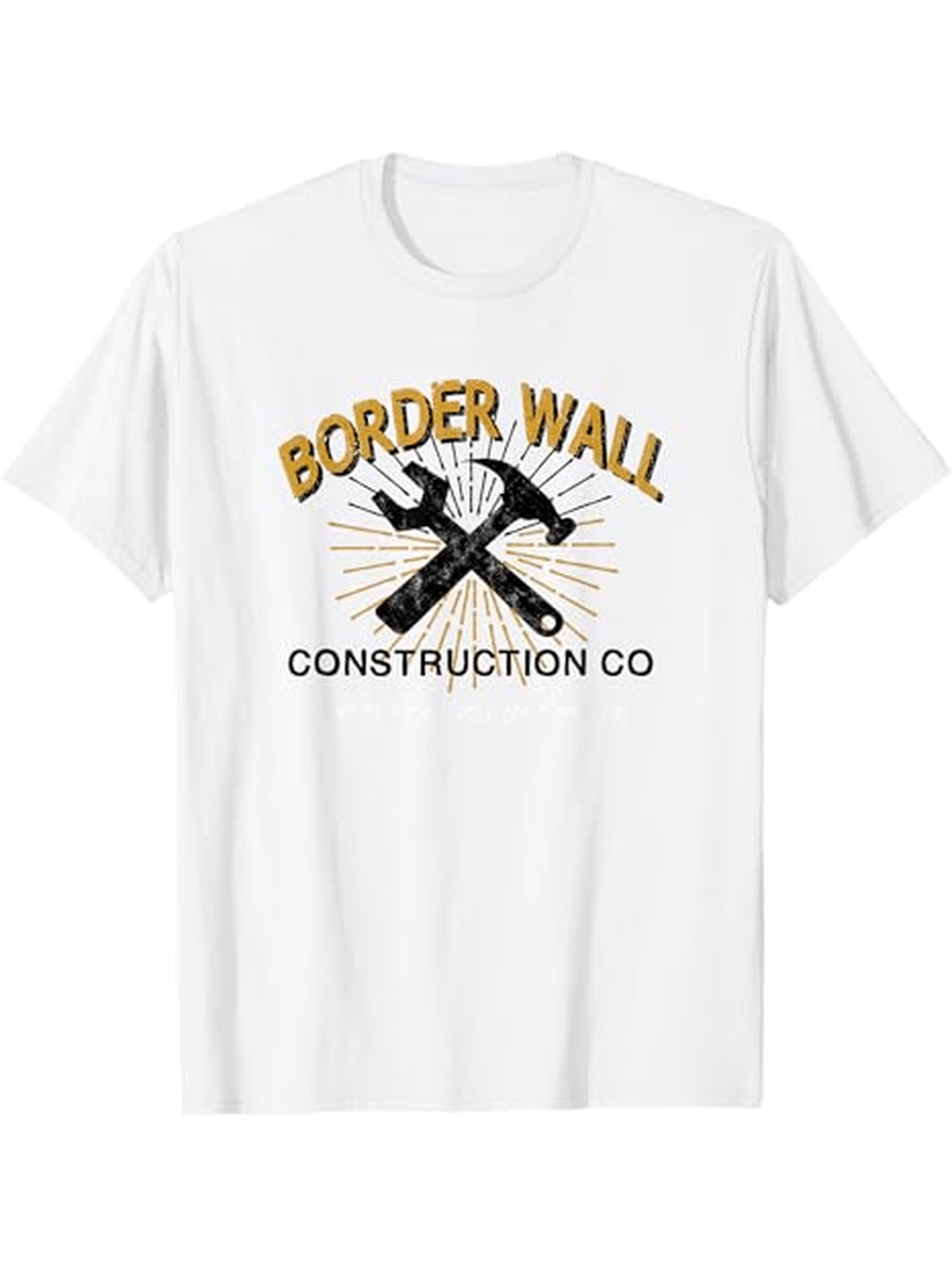 Men's Graphic T-Shirt Border Wall Construction Co Retro Tools Graphic With Sunburst And Hammer
